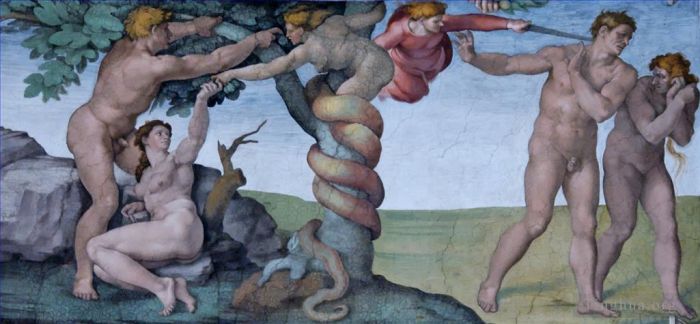 Michelangelo Andere Malerei - Adam und Eva Sixtinische Kapelle Michelangelo