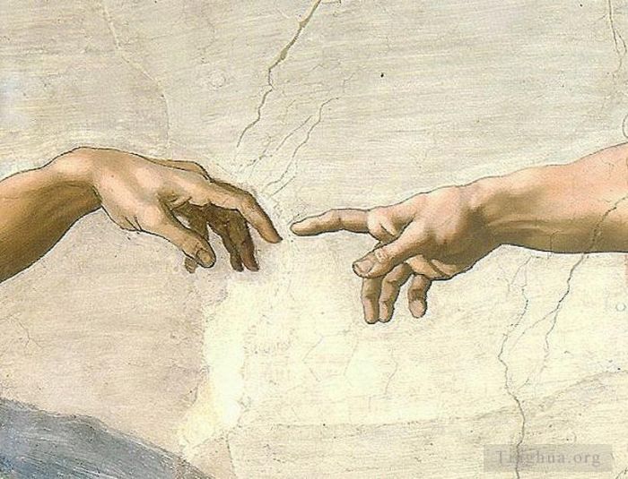 Michelangelo Andere Malerei - Die Schöpfung reicht Michelangelo