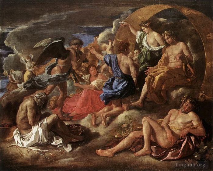 Nicolas Poussin Ölgemälde - Helios und Phaeton mit Saturn und den vier Jahreszeiten