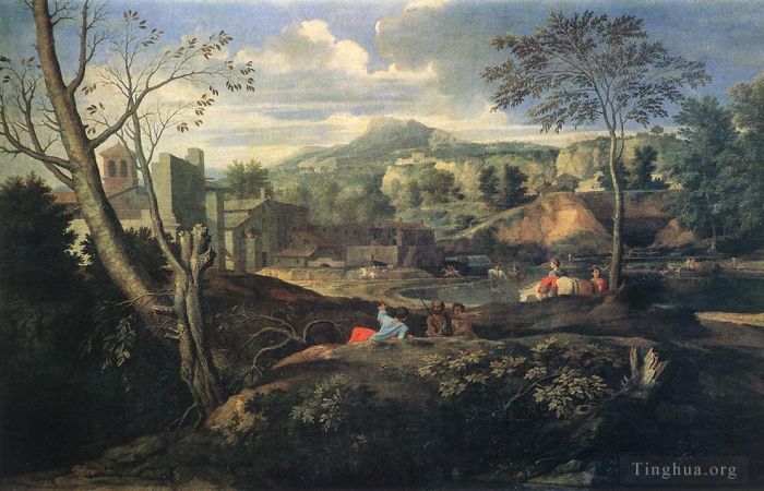 Nicolas Poussin Ölgemälde - Ideale Landschaft