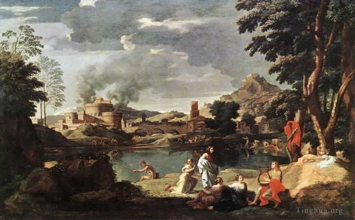 Nicolas Poussin Ölgemälde - Landschaft mit Orpheus und Euridike