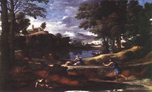 Nicolas Poussin Werk - Landschaft mit einem von einer Schlange getöteten Mann