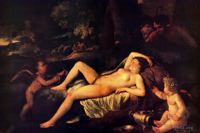 Nicolas Poussin Ölgemälde - Nikolaus Schlafende Venus und Amor