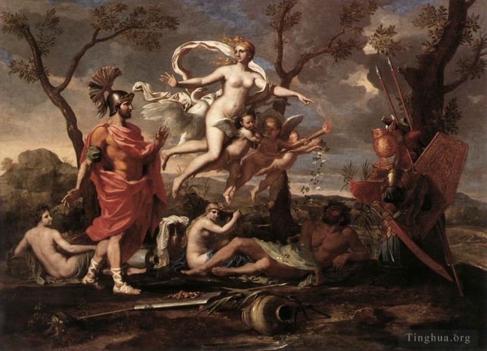 Nicolas Poussin Ölgemälde - Venus überreicht Aeneas die Waffen