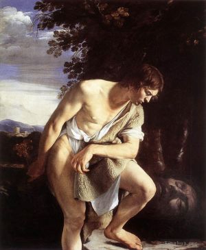 Orazio Lomi Gentileschi Werk - David betrachtet den Kopf von Goliath