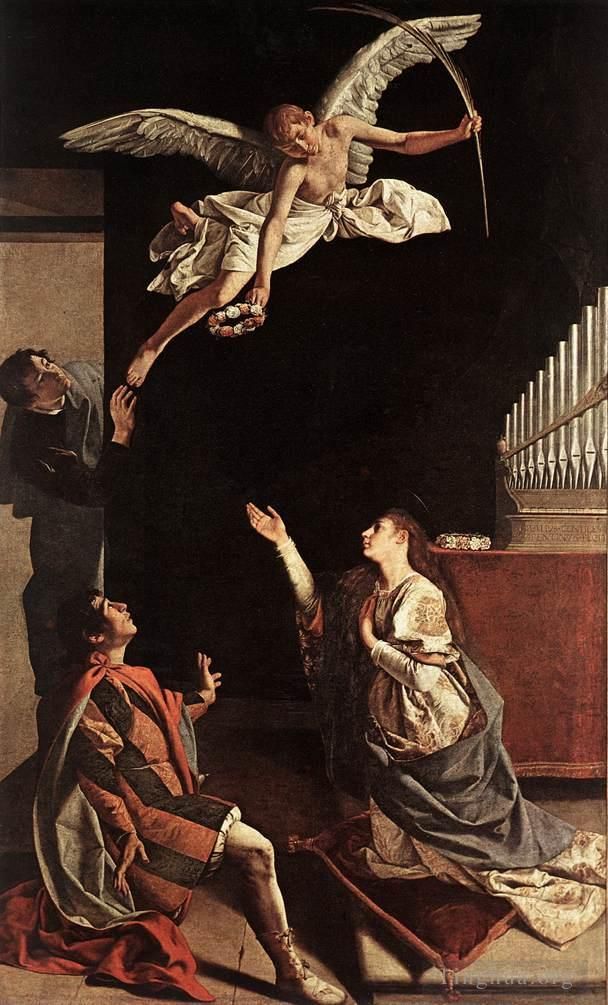 Orazio Lomi Gentileschi Ölgemälde - Die Heiligen Cecilia Valerianus und Tiburtius