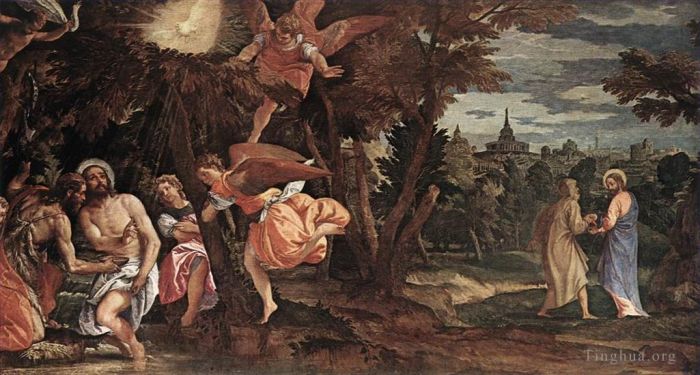 Paolo Veronese Ölgemälde - Taufe und Versuchung von Ch