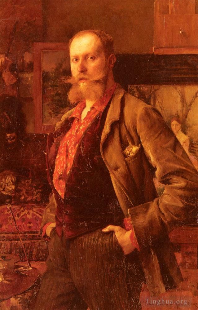 Pascal-Adolphe-Jean Dagnan-Bouveret Ölgemälde - Porträt von Gustave Courtois