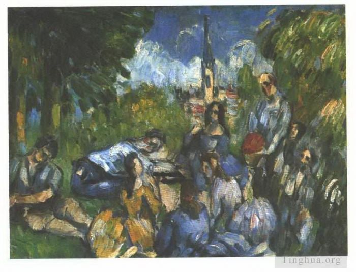 Paul Cezanne Ölgemälde - Ein Mittagessen im Gras