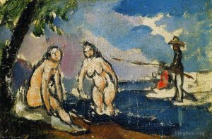 Paul Cezanne Werk - Badegäste und Fischer mit einer Leine