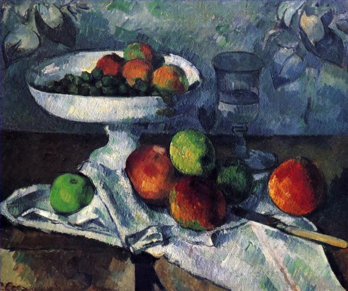 Paul Cezanne Ölgemälde - Compotier Glas und Äpfel