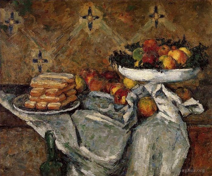 Paul Cezanne Ölgemälde - Compotier und Teller mit Keksen