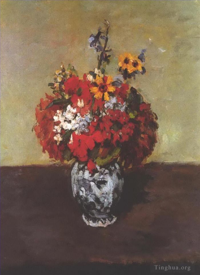 Paul Cezanne Ölgemälde - Dahlien in einer Delfter Vase