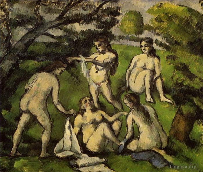 Paul Cezanne Ölgemälde - Fünf Badegäste 2