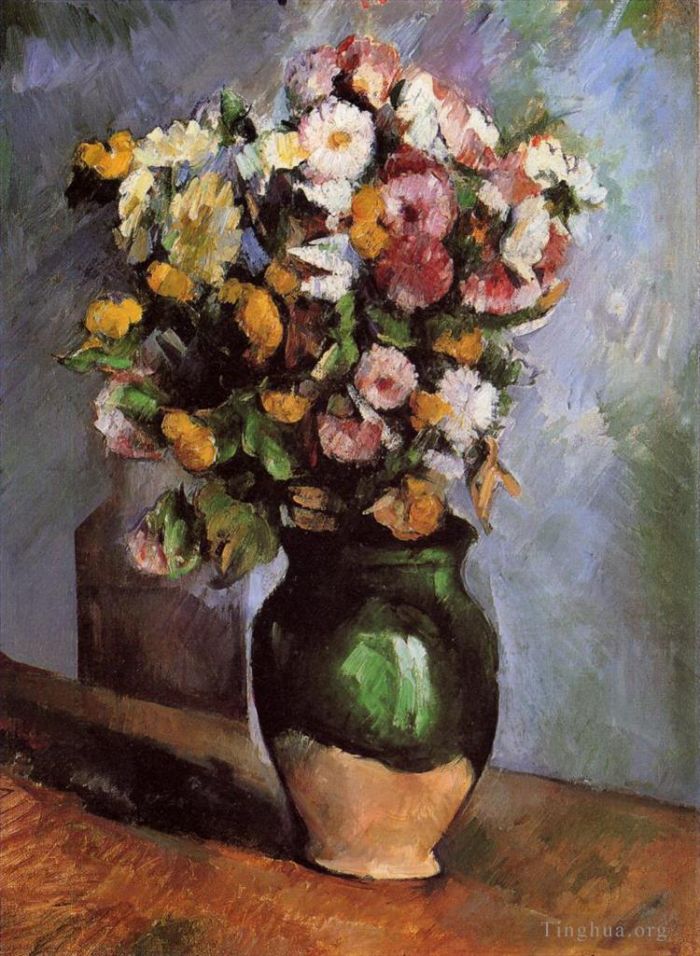 Paul Cezanne Ölgemälde - Blumen in einem Olivenglas