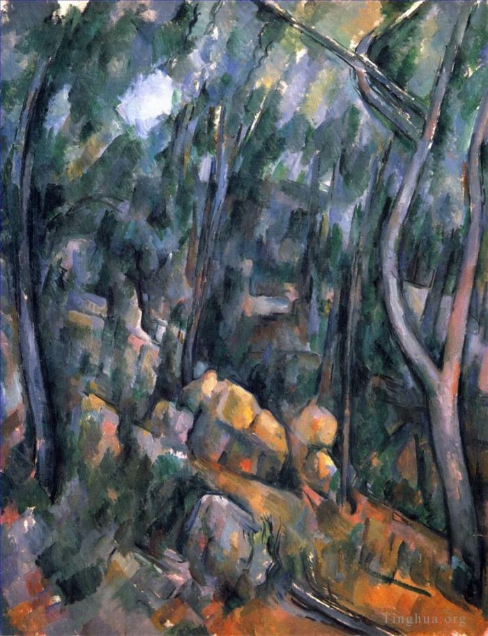 Paul Cezanne Ölgemälde - Wald in der Nähe der Felshöhlen oberhalb des Chateau Noir