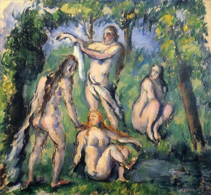 Paul Cezanne Ölgemälde - Vier Badegäste 2