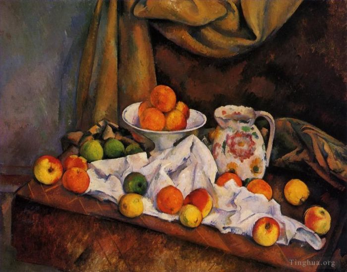 Paul Cezanne Ölgemälde - Obstschale, Krug und Obst