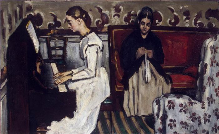 Paul Cezanne Ölgemälde - Mädchen am Klavier