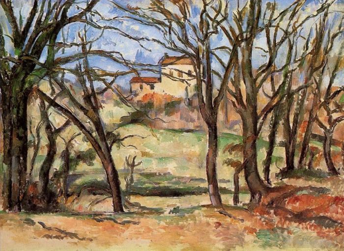 Paul Cezanne Ölgemälde - Haus hinter Bäumen an der Straße nach Tholonet