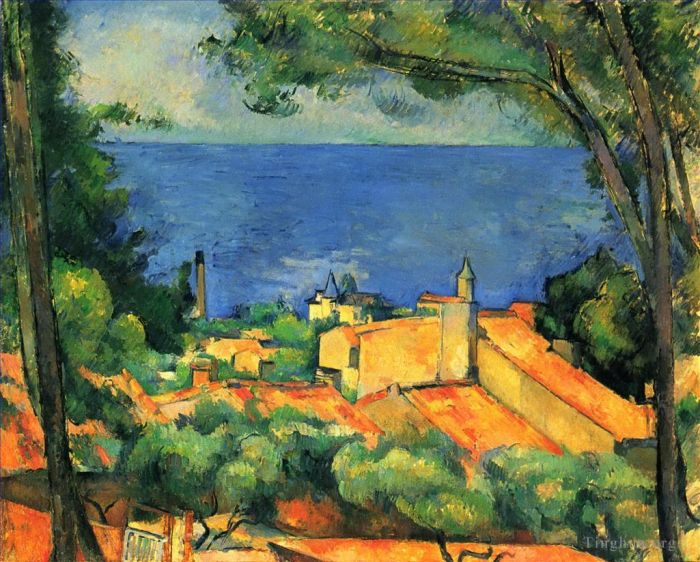 Paul Cezanne Ölgemälde - L Estaque mit roten Dächern