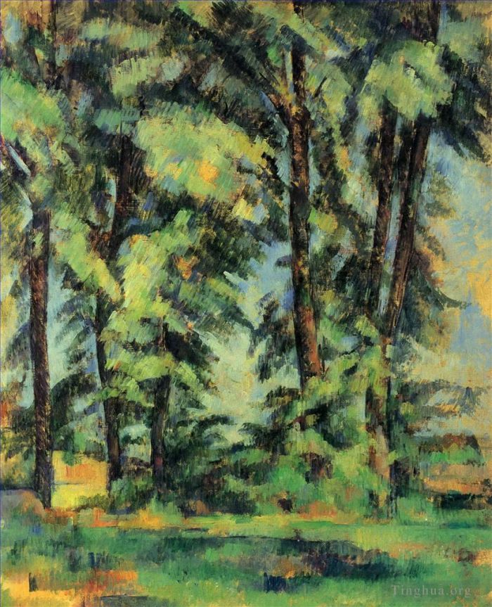 Paul Cezanne Ölgemälde - Große Bäume bei Jas de Bouffan