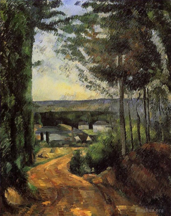 Paul Cezanne Ölgemälde - Straßenbäume und See