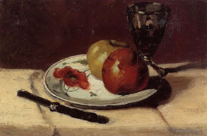 Paul Cezanne Ölgemälde - Stillleben Äpfel und ein Glas