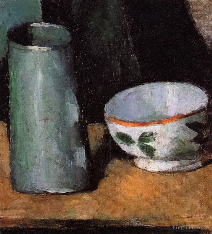 Paul Cezanne Ölgemälde - Stillleben-Schüssel und Milchkännchen