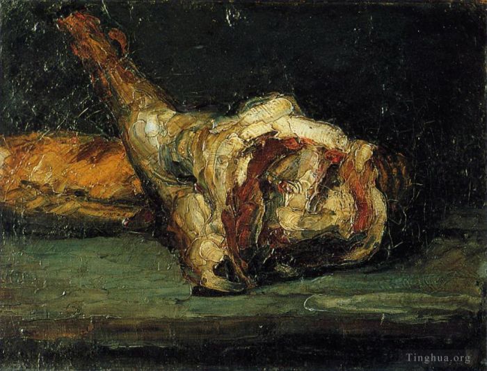 Paul Cezanne Ölgemälde - Stillleben mit Brot und Lammkeule