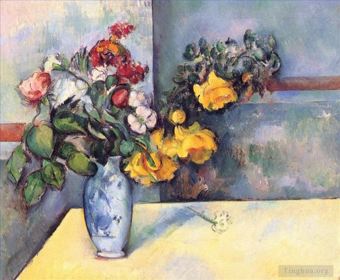 Paul Cezanne Ölgemälde - Stillleben mit Blumen in einer Vase