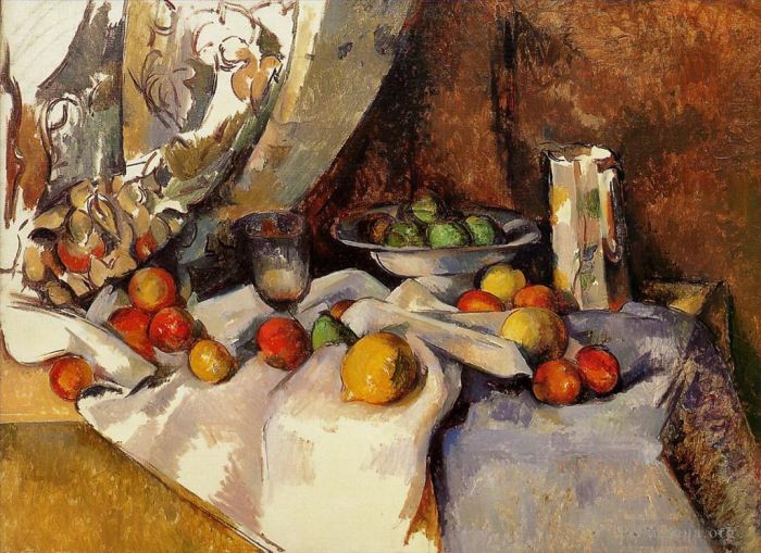 Paul Cezanne Ölgemälde - Stillleben nach Flaschenbecher und Obst
