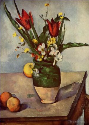 Paul Cezanne Werk - Stillleben mit Tulpen und Äpfeln