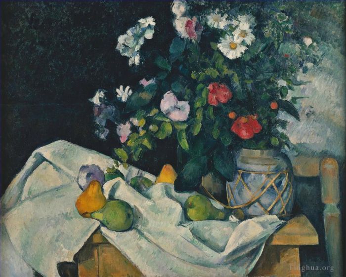 Paul Cezanne Ölgemälde - Stillleben mit Blumen und Früchten