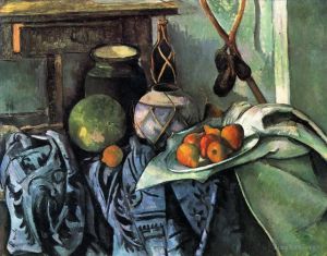 Paul Cezanne Werk - Stillleben mit Ingwerglas und Auberginen