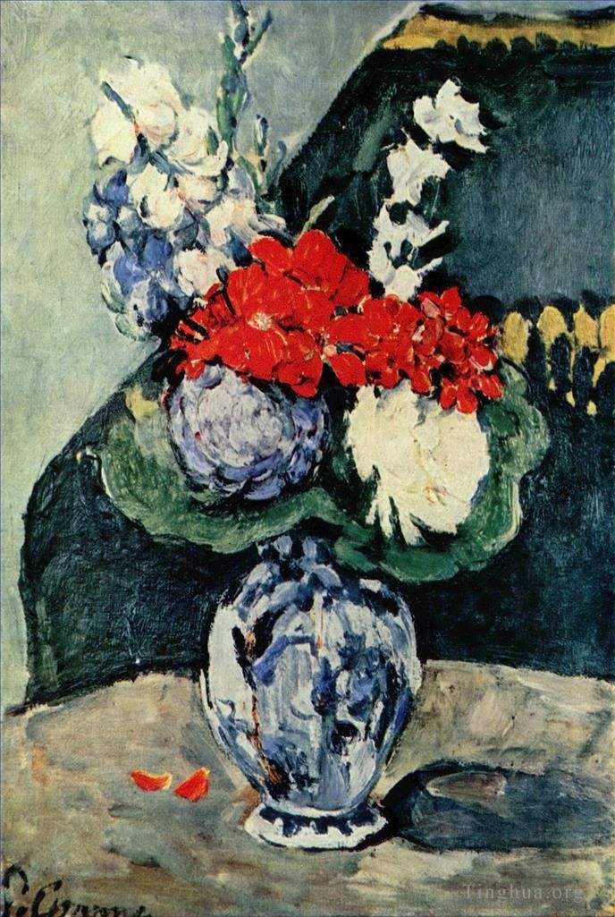 Paul Cezanne Ölgemälde - Stillleben Delfter Vase mit Blumen