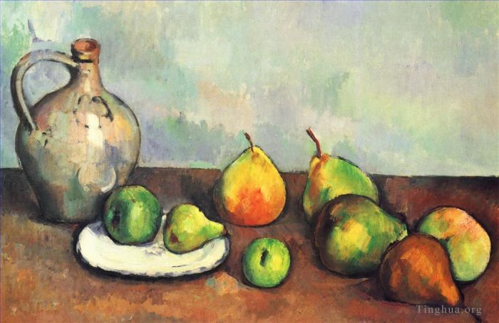 Paul Cezanne Ölgemälde - Stillleben-Krug und Obst