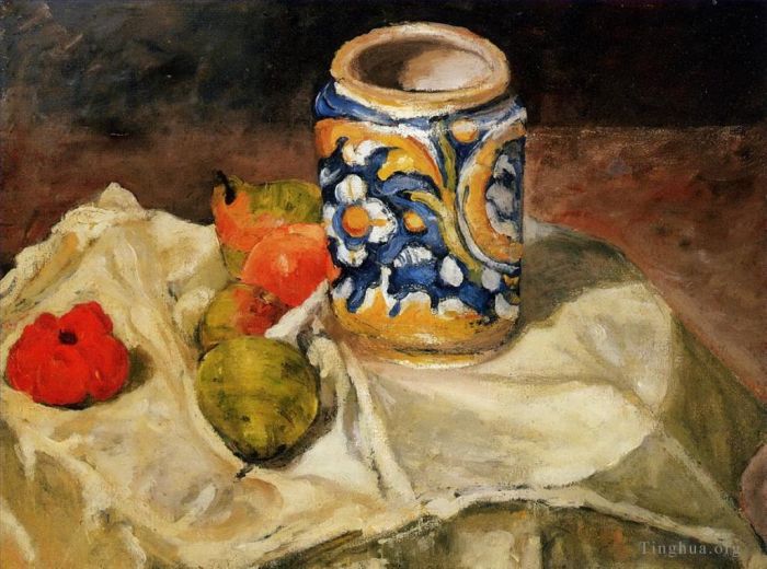 Paul Cezanne Ölgemälde - Stillleben mit italienischem Steingutgefäß