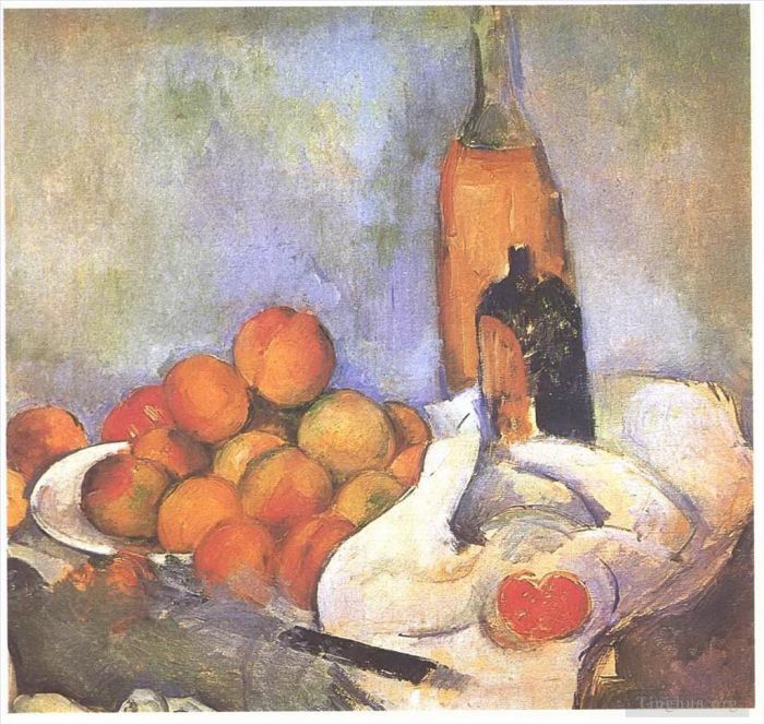 Paul Cezanne Ölgemälde - Stillleben mit Flaschen und Äpfeln