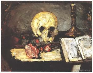 Paul Cezanne Werk - Stillleben mit Totenkopfkerze und Buch