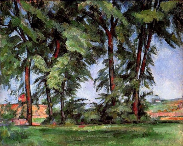 Paul Cezanne Ölgemälde - Hohe Bäume im Jas de Bouffan