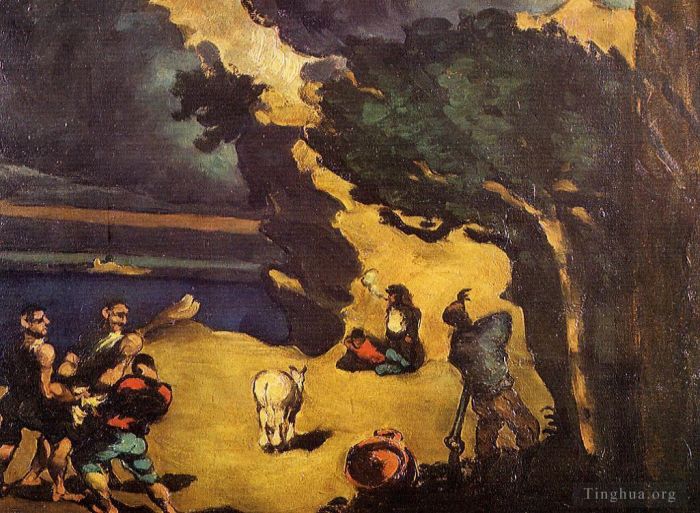 Paul Cezanne Ölgemälde - Die Räuber und der Esel