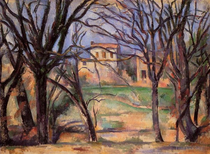 Paul Cezanne Ölgemälde - Bäume und Häuser