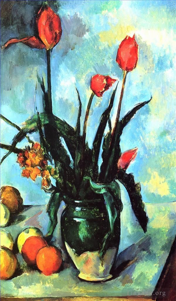 Paul Cezanne Ölgemälde - Tulpen in einer Vase