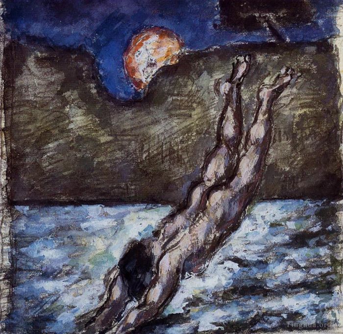 Paul Cezanne Andere Malerei - Frau taucht ins Wasser