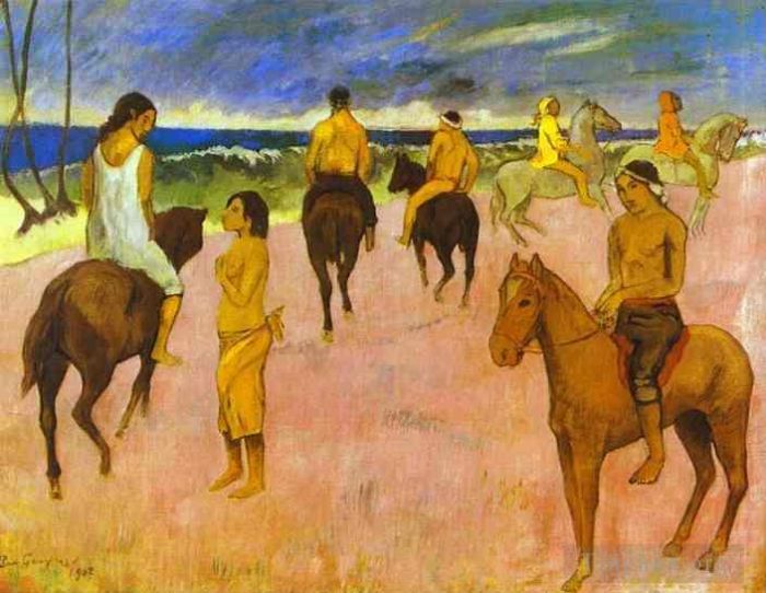 Paul Gauguin Ölgemälde - 5 Reiter am Strand