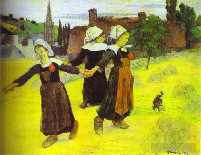 Paul Gauguin Ölgemälde - Bretonische Mädchen tanzen Pont Aven
