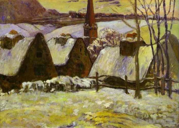 Paul Gauguin Ölgemälde - Bretonisches Dorf im Schnee