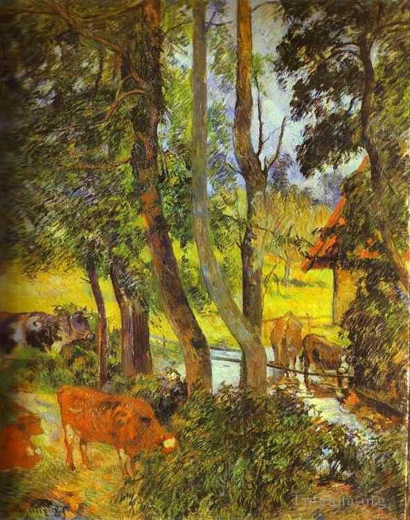 Paul Gauguin Ölgemälde - Viehtrinken