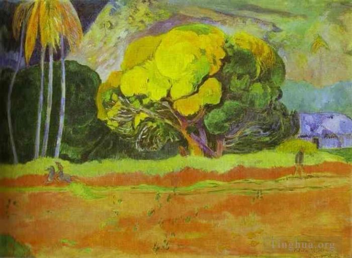 Paul Gauguin Ölgemälde - Fatata te moua Am Fuße eines Berges